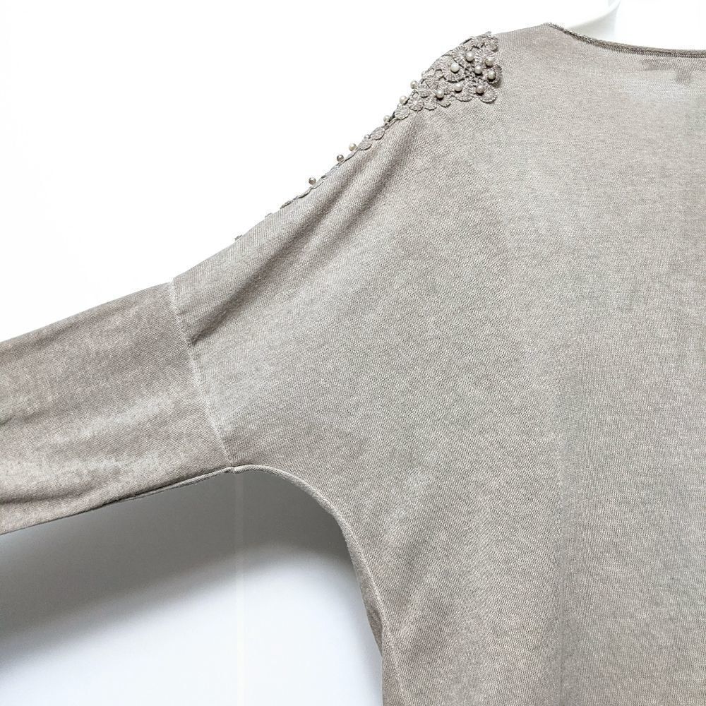 TEMPO PARIS Pearl Embellished Metallic Sweater M/L - Picture 6 of 8